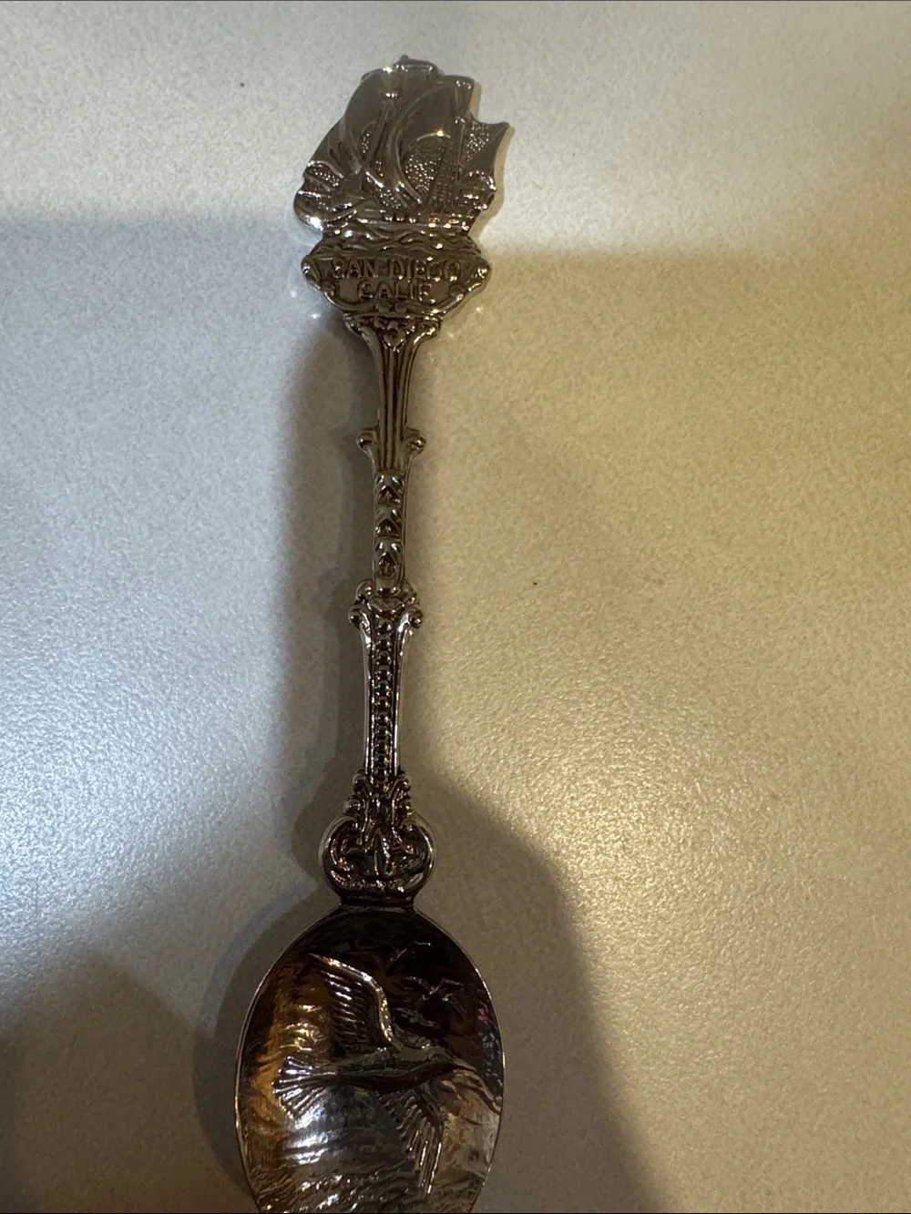 SAN DIEGO CALIF. Collector Silver-Tone Decorative Spoon with Bird Motif